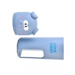 Toothbrush holder for travel, piggy shape, blue color, model P10B